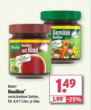 Knorr Bouillon – verschiedene Sorten für 4,4-7 Liter, je Glas