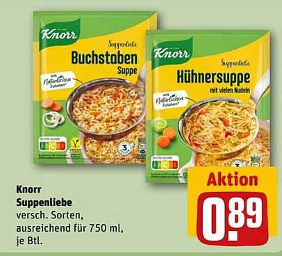 Knorr Suppenliebe - Buchstabensuppe und Hühnersuppe