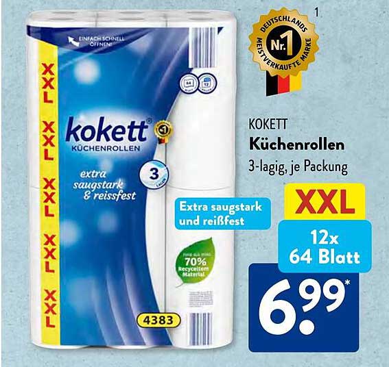 Kokett Küchenrollen 3-lagig, je Packung