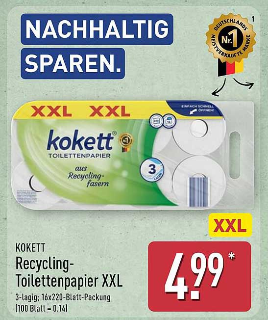 Kokett Recycling-Toilettenpapier XXL