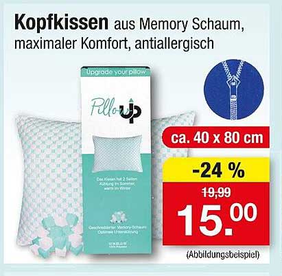 Kopfkissen aus Memory Schaum, maximaler Komfort, antiallergisch