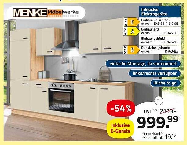 Küchenzeile inkl. Elektrogeräte - Zuvor 2.199,99 €, jetzt nur 999,99 €!
