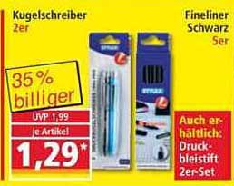 Kugelschreiber 2er Set und Fineliner schwarz