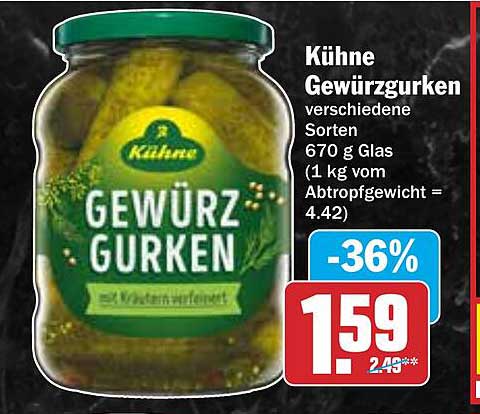 Kühne Gewürzgurken verschiedene Sorten 670 g Glas