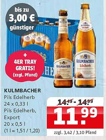 KULMBACHER Pils Edelherb - 24 x 0,33 l Flaschen