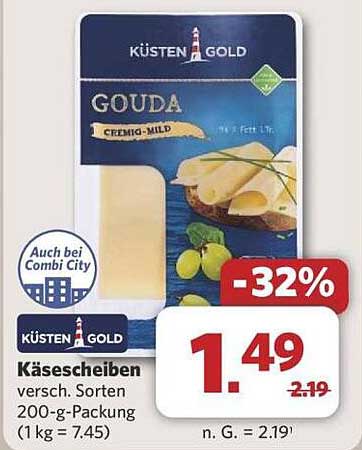 Küsten Gold Käse Gouda, 200-g-Packung