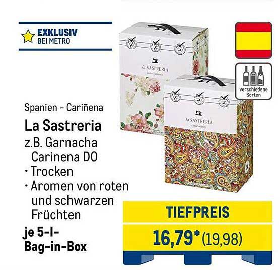 La Sastreria – Garnacha Carinena D.O. trocken im Bag-in-Box (5 l)