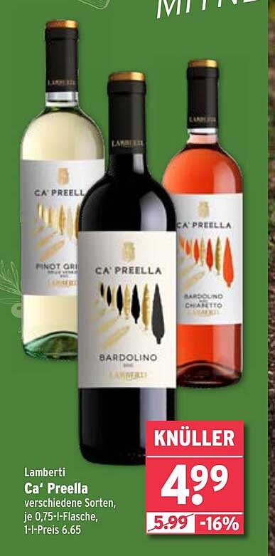 Lamberti Ca' Preella verschiedene Sorten, je 0,75-l-Flasche