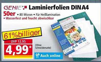 Laminierfolien DIN A4 50er Pack - 80 Micron - Für Heißlamination