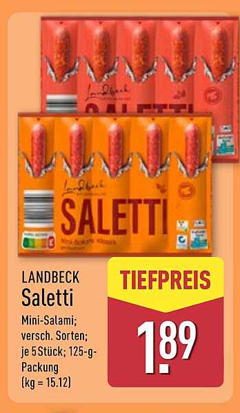 LANDBECK Saletti Mini-Salami; versch. Sorten; je 5 Stück; 125-g-Packung