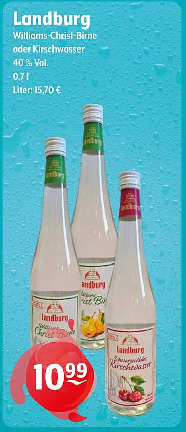 Landburg Williams-Christ-Birne oder Kirschwasser 0,7 l - 40 % Vol.