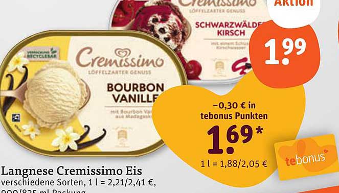 Langnese Cremissimo Eis - Bourbon Vanille und Schwarzwälder Kirsch