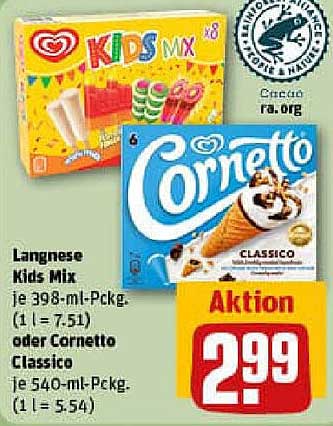 Langnese Kids Mix oder Cornetto Classico