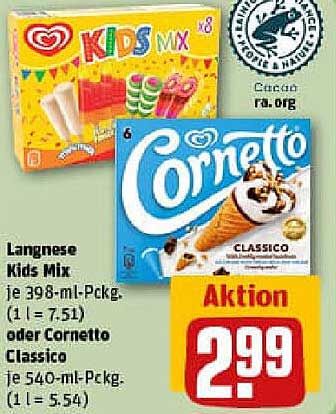 Langnese Kids Mix oder Cornetto Classico