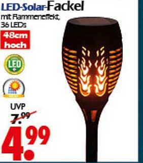 LED-Solar-Fackel mit Flammeneffekt, 36 LEDs, 48cm hoch