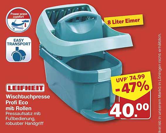 LEIFHEIT Wischtuchpresse Profi Eco mit Rollen