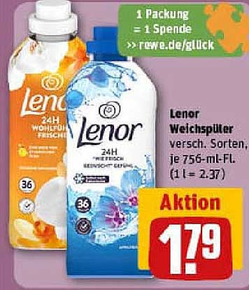Lenor Weichspüler verschiedene Sorten, je 756-ml-Fl.