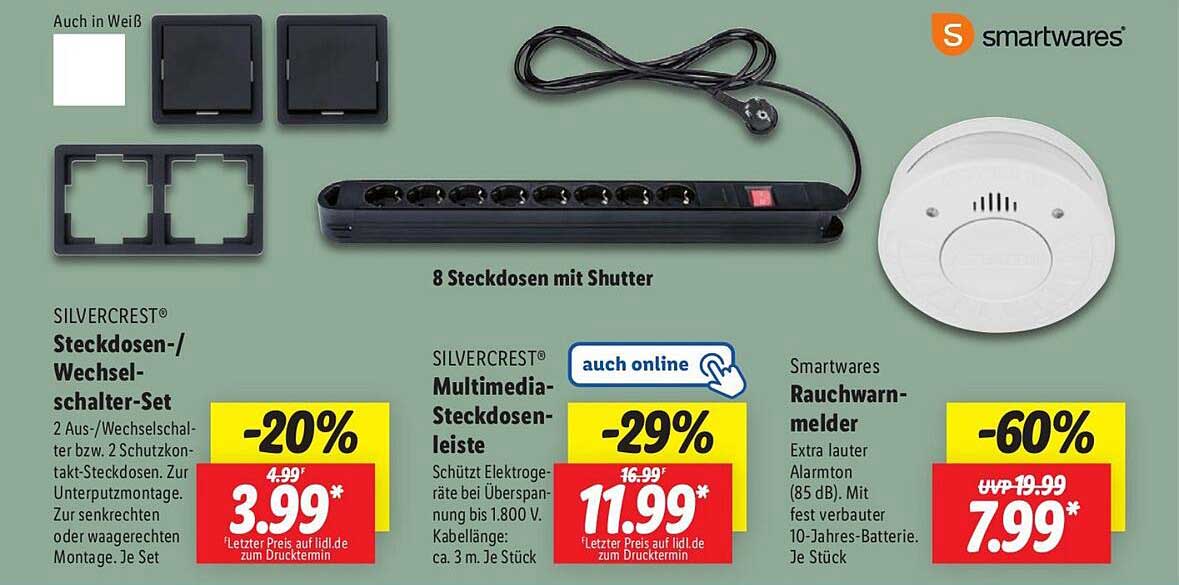 Lidl Silvercrest Steckdosen-/Wechselschalter-Set