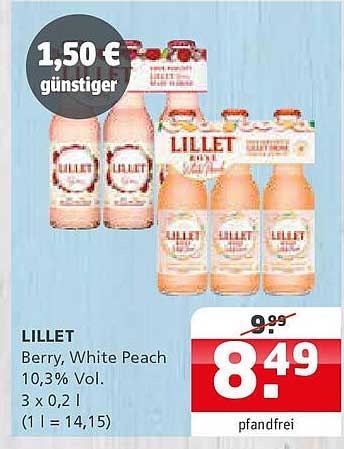 LILLET Berry, White Peach 10,3% Vol. - 3 x 0,2 l