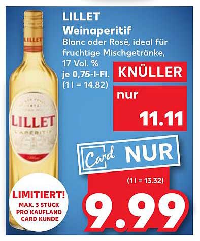 LILLET Weinaperitif Blanc oder Rosé, ideal für fruchtige Mischgetränke