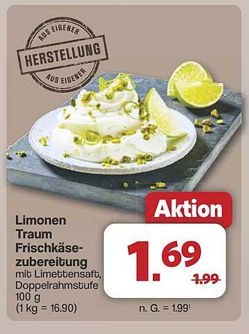 Limonen Traum Frischkäsezubereitung mit Limettensaft