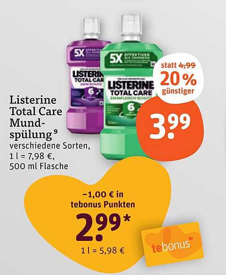 Listerine Total Care Mundspülung 500 ml - jetzt 20% günstiger!