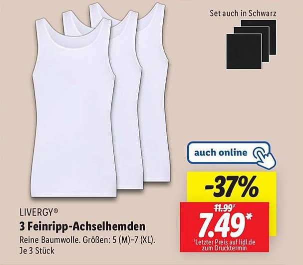 LIVERGY® 3 Feinripp-Achselhemden