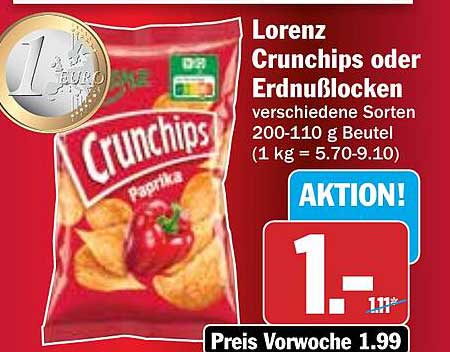 Lorenz Crunchips oder Erdnussblocken 200-110 g