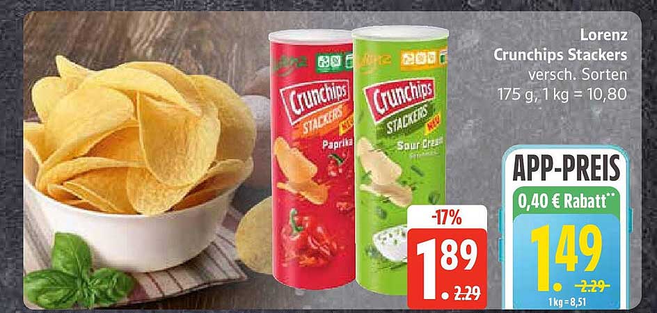 Lorenz Crunchips Stackers - verschiedene Sorten