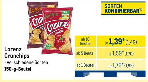Lorenz Crunchips - Verschiedene Sorten 150-g-Beutel