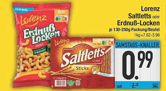 Lorenz Saltletts oder Erdnuss-Locken je 130-250g Packung/Beutel