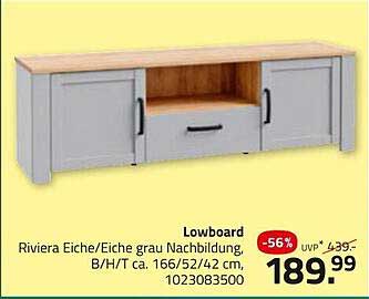 Lowboard Riviera Eiche/Eiche grau Nachbildung
