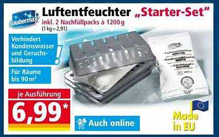 Luftentfeuchter „Starter-Set“ inkl. 2 Nachfüllpacks à 1200 g