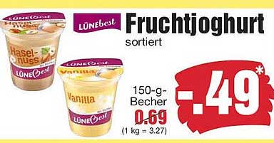 LÜNEbest Fruchtjoghurt sortiert 150-g-Becher