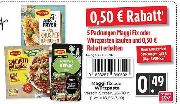 Maggi Fix oder Würzpaste – 5 Packungen kaufen und 0,50 € Rabatt erhalten