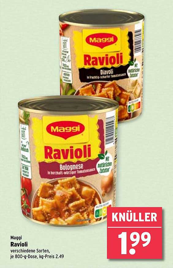 Maggi Ravioli, verschiedene Sorten, je 800-g-Dose