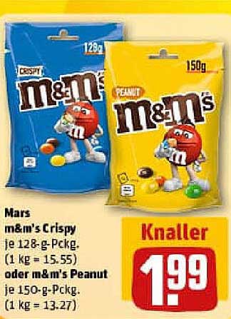 Mars m&m's Crispy oder m&m's Peanut Packung