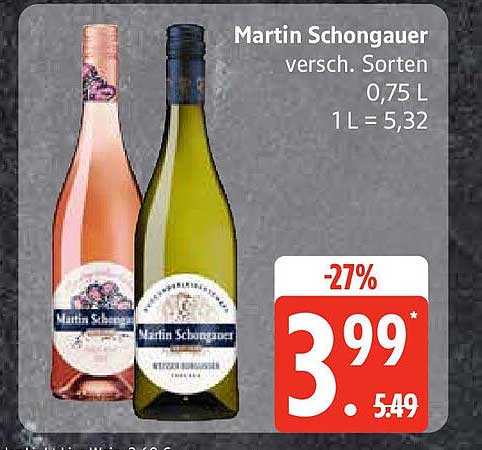 Martin Schongauer Wein - Verschiedene Sorten, 0,75 L