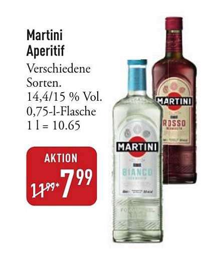 Martini Aperitif - Verschiedene Sorten