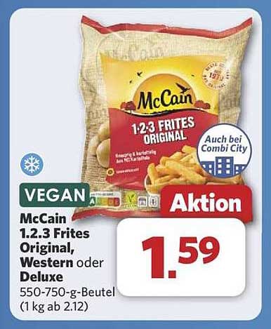McCain 1.2.3 Frites Original, Western oder Deluxe 550-750-g-Beutel