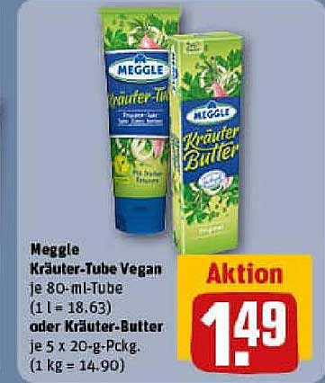 Meggle Kräuter.Tube Vegan 80 ml oder Kräuter-Butter 5 x 20 g
