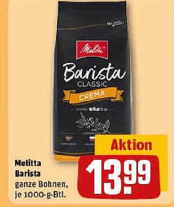 Melitta Barista Classic Crema ganze Bohnen, je 1000 g-Btl.