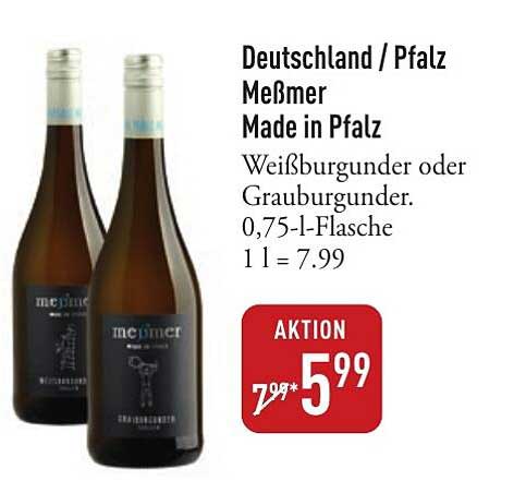 Meßmer Weißburgunder oder Grauburgunder, 0,75 l