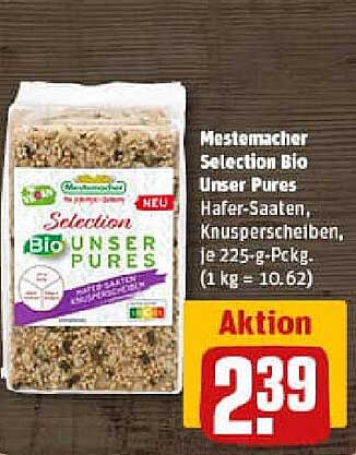 Mestemacher Selection Bio Unser Pures Hafer-Saaten, Knusperscheiben, je 225-g-Packung