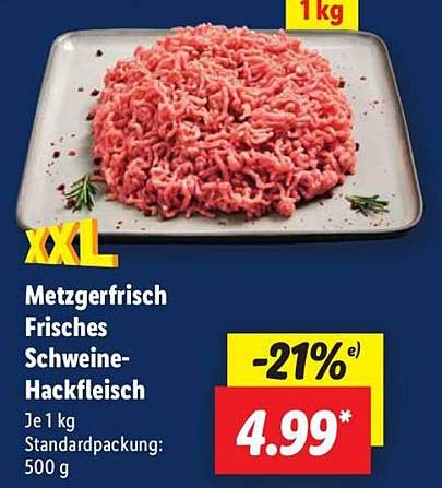 Metzgerfrisches Frisches Schweine-Hackfleisch 1 kg