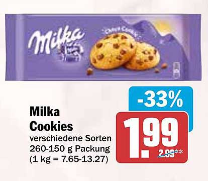 Milka Cookies verschiedene Sorten 260-150 g Packung