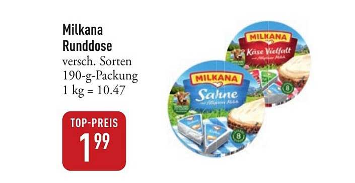 Milkana Runddose verschiedene Sorten 190-g-Packung