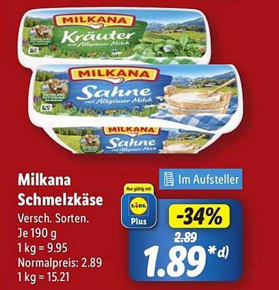 Milkana Schmelzkäse - Verschiedene Sorten 190 g