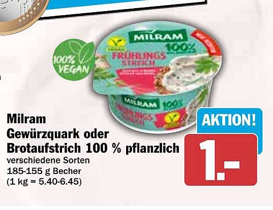 Milram Gewürzquark oder Brotaufstrich 100 % pflanzlich