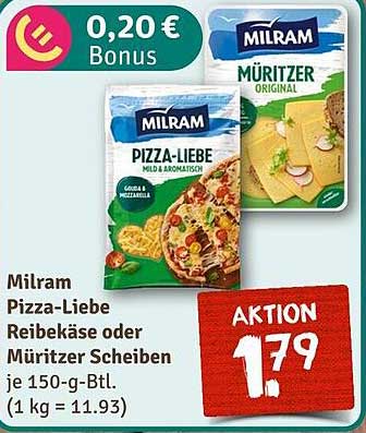 Milram Pizza-Liebe Reibekäse oder Müritzer Scheiben 150 g